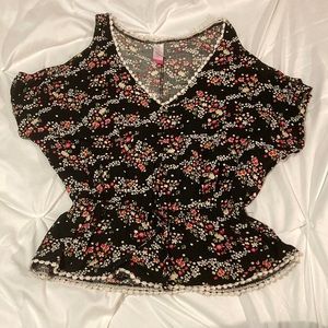 Black floral blouse